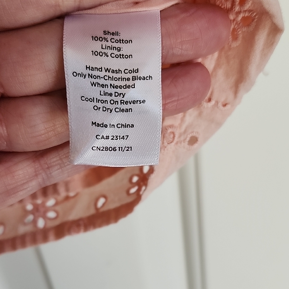 Talbot's Women's Eyelet Square Neck Cotton Top Peach Size Small - Picture 6 of 9